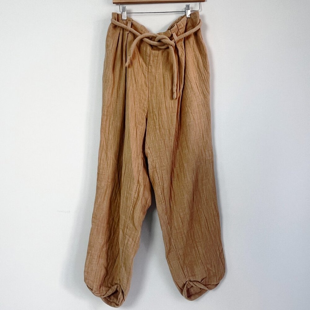 Free People Tan Paperbag Waist Gauze Pants